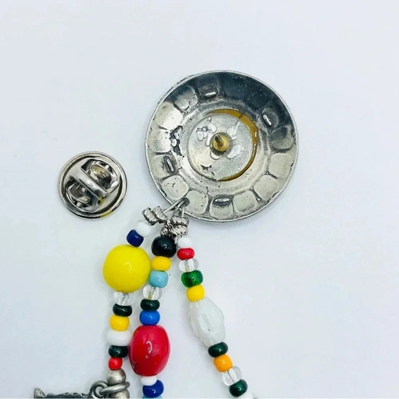 Vintage Beaded Pewter Zuni Sun Sweater Dress Clip signed EGE 89 - Picture 4 of 8